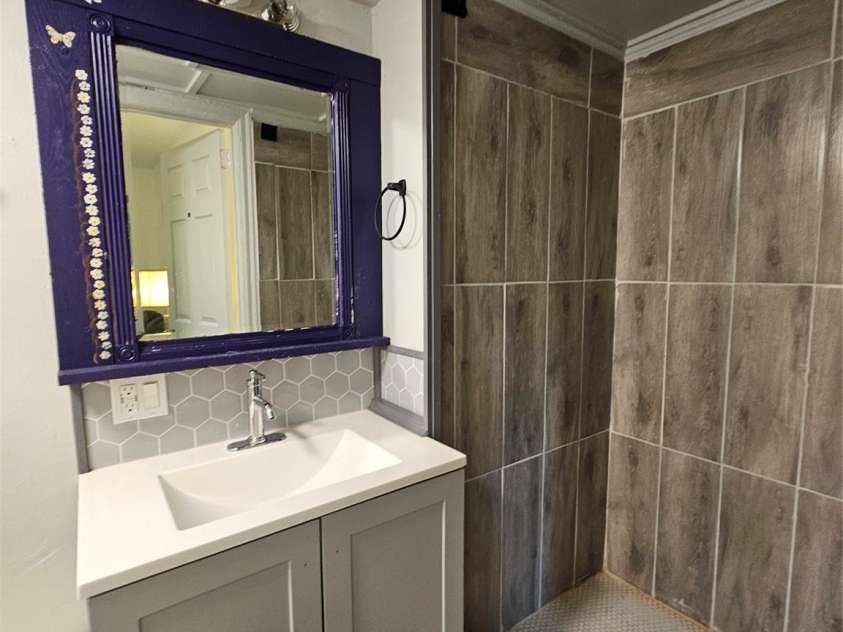 4109 Tryon Street, Charlotte, NC 28217.  MLS# CAR4289603, YatesRealty ID 35249. Walk in shower and new vanity