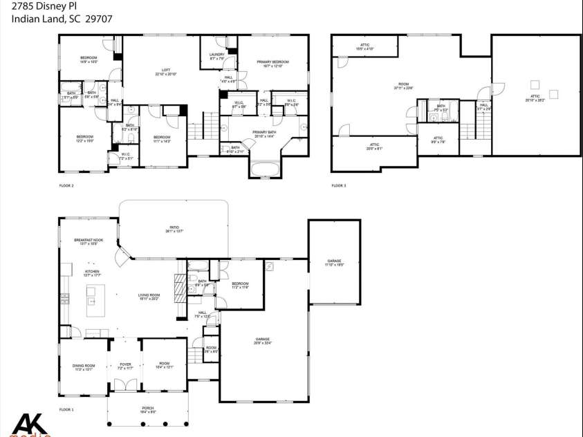 2785 Disney Place, Indian Land, SC 29707.  MLS# CAR4265642, YatesRealty ID 35266. Floor Plan