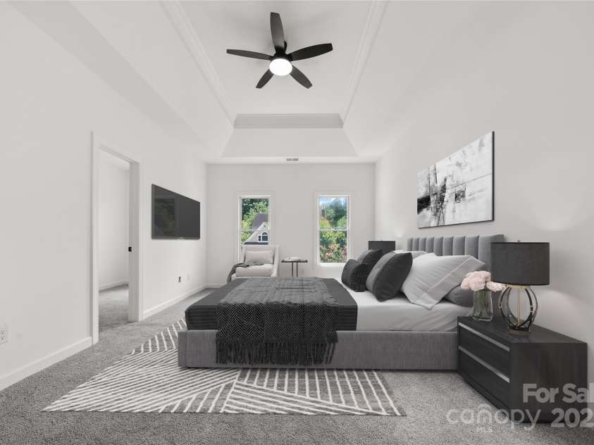 9418 Arborview Court, Charlotte, NC 28269.  MLS# CAR4285761, YatesRealty ID 35290. Primary Bedroom (virtually staged)