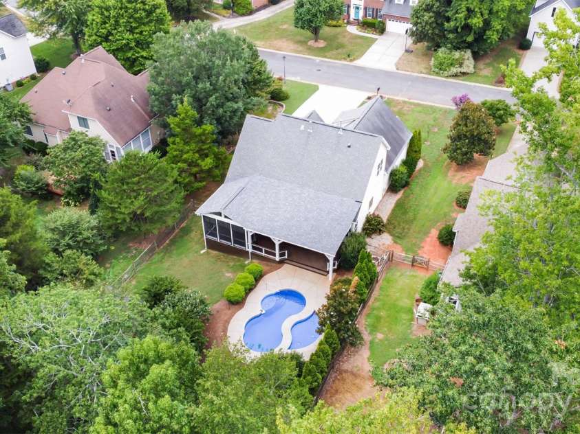 2746 Cameron Commons Way, Matthews, NC 28104.  MLS# CAR4242732, YatesRealty ID 35293. Back yard Aerial