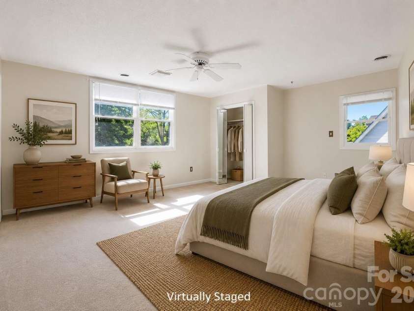 100 Kilpatrick Street, Brevard, NC 28712.  MLS# CAR4382761, YatesRealty ID 35369. Virtually Staged Primary Bedroom