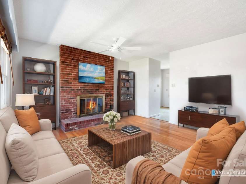 101 Arco Road, Asheville, NC 28805.  MLS# CAR4240878, YatesRealty ID 3541. Virtually Staged Living Room