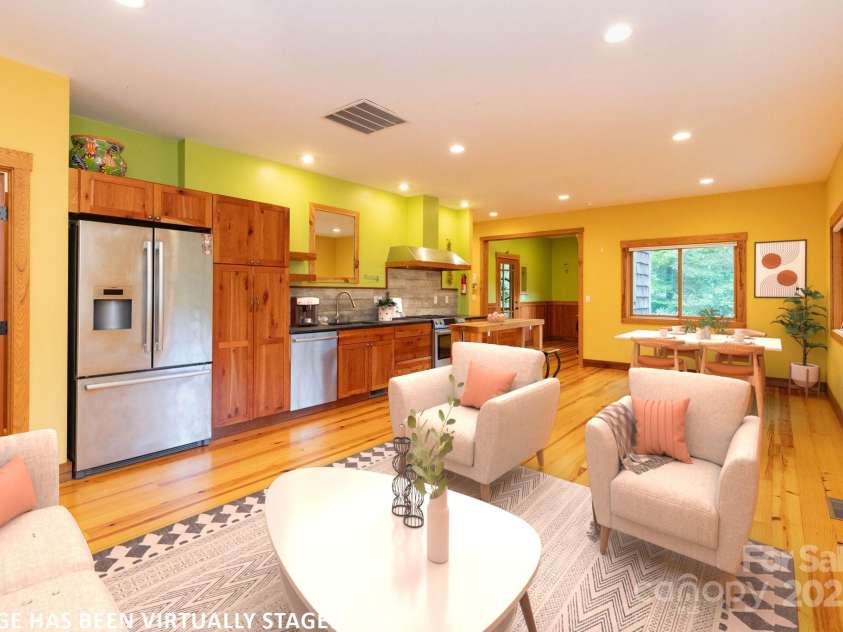 212 Yates Avenue, Black Mountain, NC 28711.  MLS# CAR4297191, YatesRealty ID 35420. Living/Dining/Kitchen VIRTUALLY STAGED
