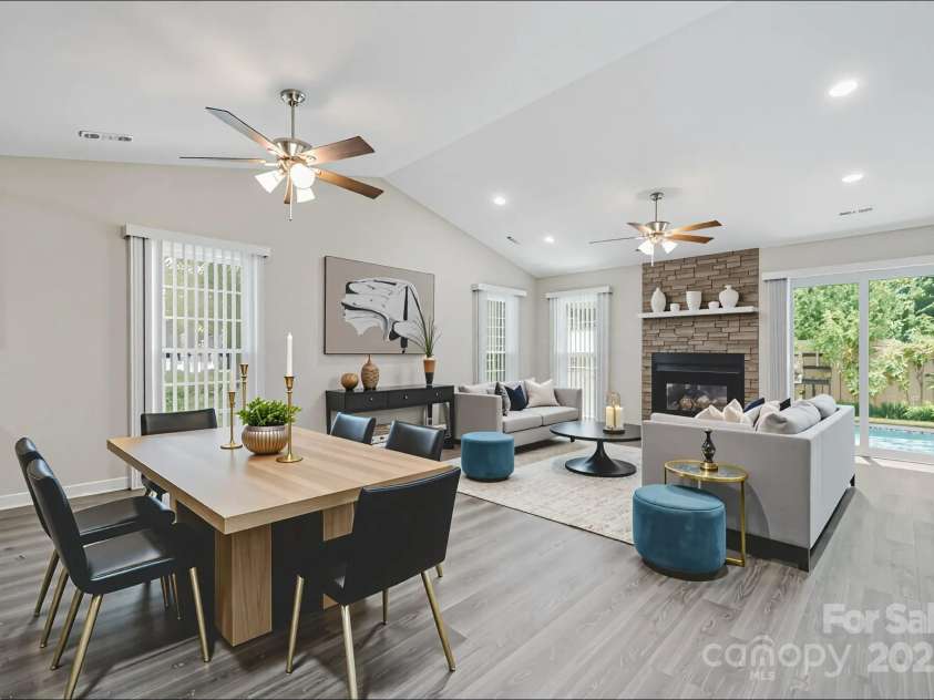 11120 Michaelangelo Court, Charlotte, NC 28226.  MLS# CAR4285230, YatesRealty ID 35495. Virtually staged dining/living room areas