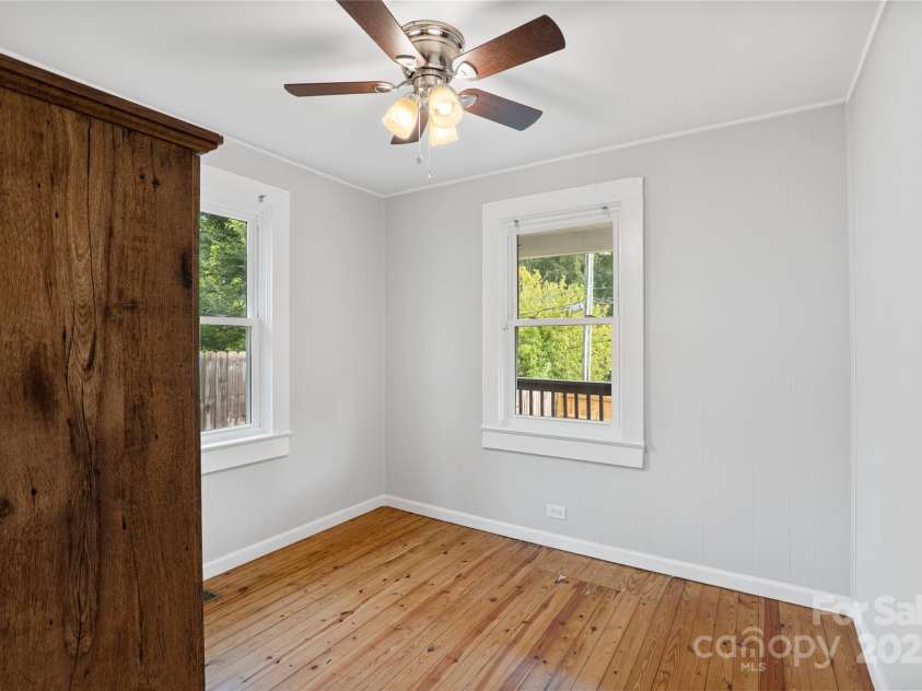 364 State Street, Asheville, NC 28806.  MLS# CAR4294913, YatesRealty ID 35499. Another angle of bedroom 1, refinished floors, new ceiling fan, fresh paint