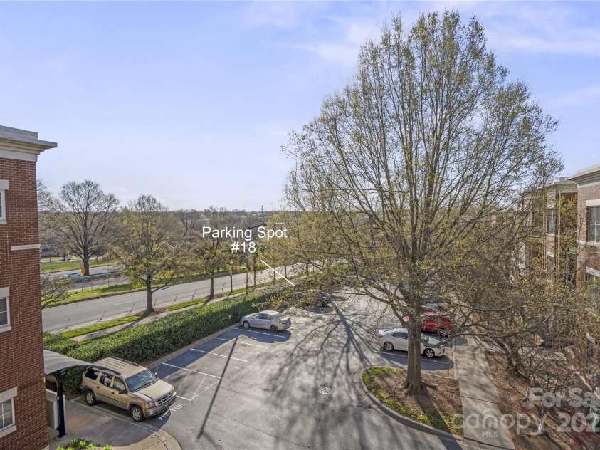 792 Davidson Street, Charlotte, NC 28202.  MLS# CAR4235117, YatesRealty ID 3564. View from Living Room Balcony and Assigned Parking Spot
