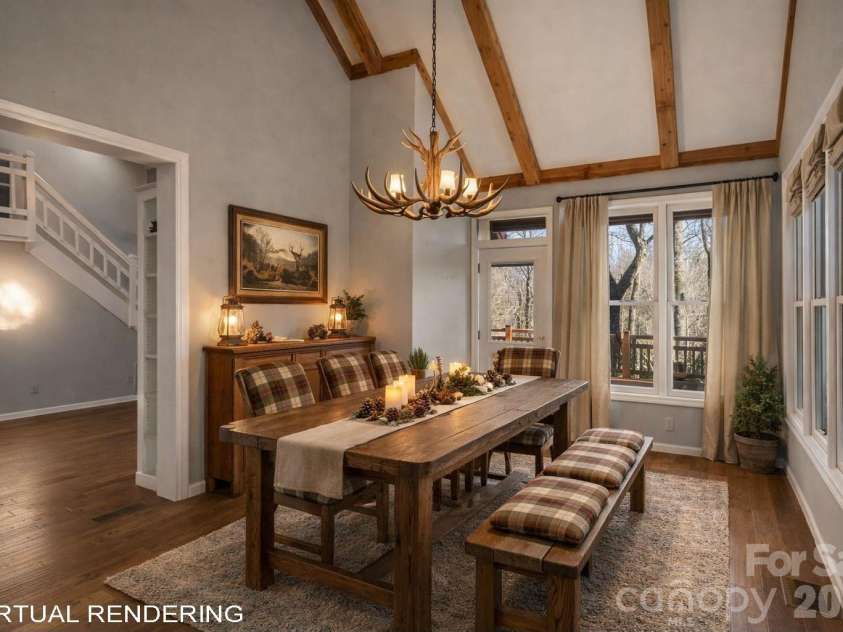 451 Crescent Trail, Highlands, NC 28741.  MLS# CAR4342214, YatesRealty ID 3567. Formal Dining Room Virtually Staged