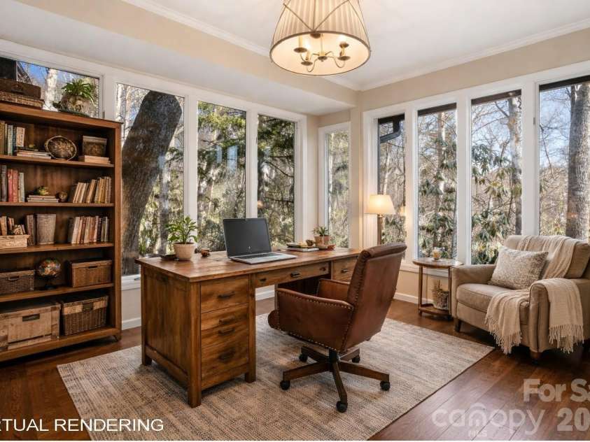 451 Crescent Trail, Highlands, NC 28741.  MLS# CAR4342214, YatesRealty ID 3567. Office/Sitting Room Virtually Staged