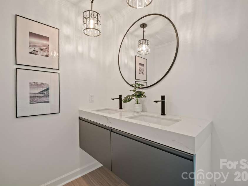 20919 Island Forest Drive, Cornelius, NC 28031.  MLS# CAR4428890, YatesRealty ID 3569. Lovely dual vanity for the front section of this basement bath