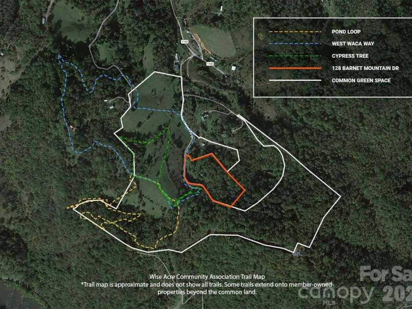 128 Barnet Mountain Drive, Marshall, NC 28753.  MLS# CAR4390222, YatesRealty ID 35721. WACA common green space Trail Map