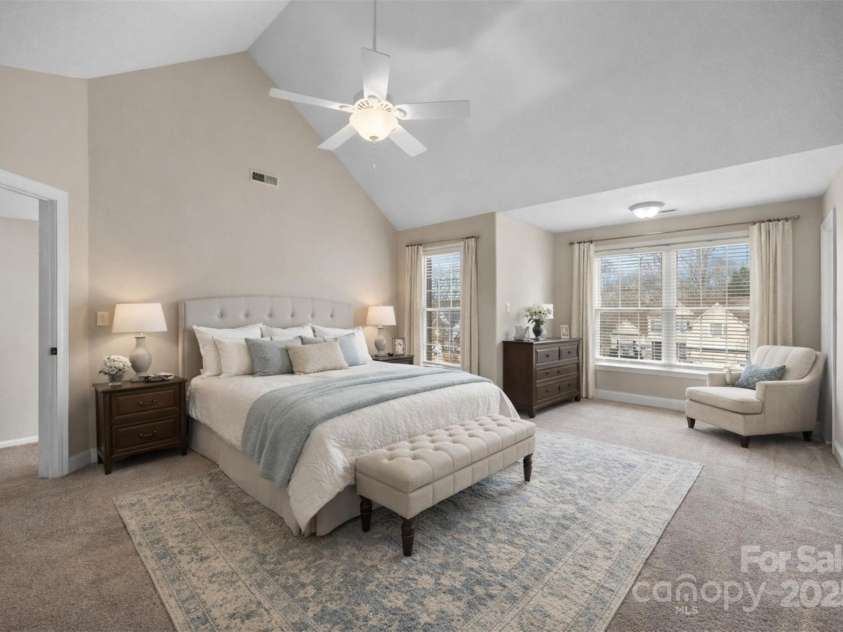112 Fransher Lane, Mooresville, NC 28117.  MLS# CAR4331248, YatesRealty ID 3573. Huge primary bedroom with en suite primary bath- all new carpet. (virtually staged to show you the possibilites)