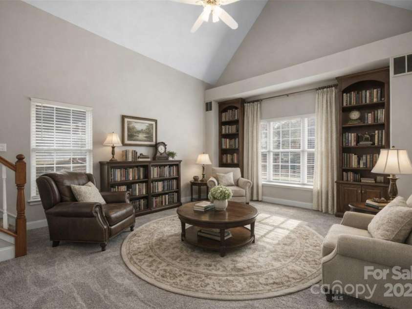 112 Fransher Lane, Mooresville, NC 28117.  MLS# CAR4331248, YatesRealty ID 3573. With a little vision, this space could be a great sitting room or library.  Virtually staged to show the possibilities!