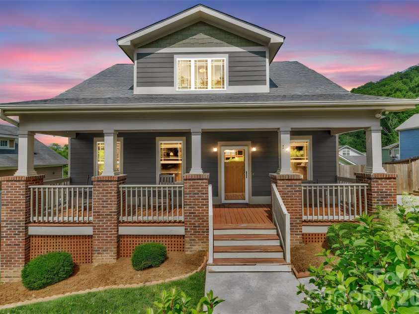 18 Byrdcliffe Lane, Asheville, NC 28805.  MLS# CAR4398976, YatesRealty ID 35744. Virtually enhanced twilight photo