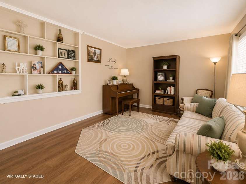 3626 Seaman Drive, Charlotte, NC 28217.  MLS# CAR4402104, YatesRealty ID 35780. Virtually staged living room