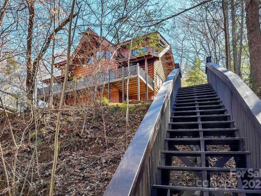 200 Blue Gill Drive, Lake Lure, NC 28746.  MLS# CAR4231611, YatesRealty ID 3580. Stairs to River