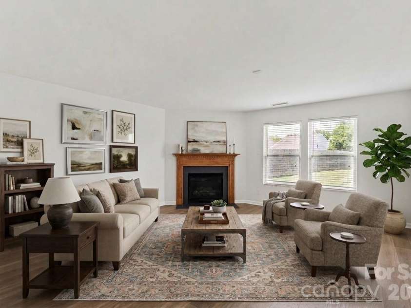 12932 Silvaire Farm Road, Charlotte, NC 28278.  MLS# CAR4395219, YatesRealty ID 35865. Virtually staged living room