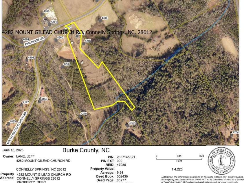4282 Mount Gilead Church Road, Connelly Springs, NC 28612.  MLS# CAR4272301, YatesRealty ID 3589. GIS Map