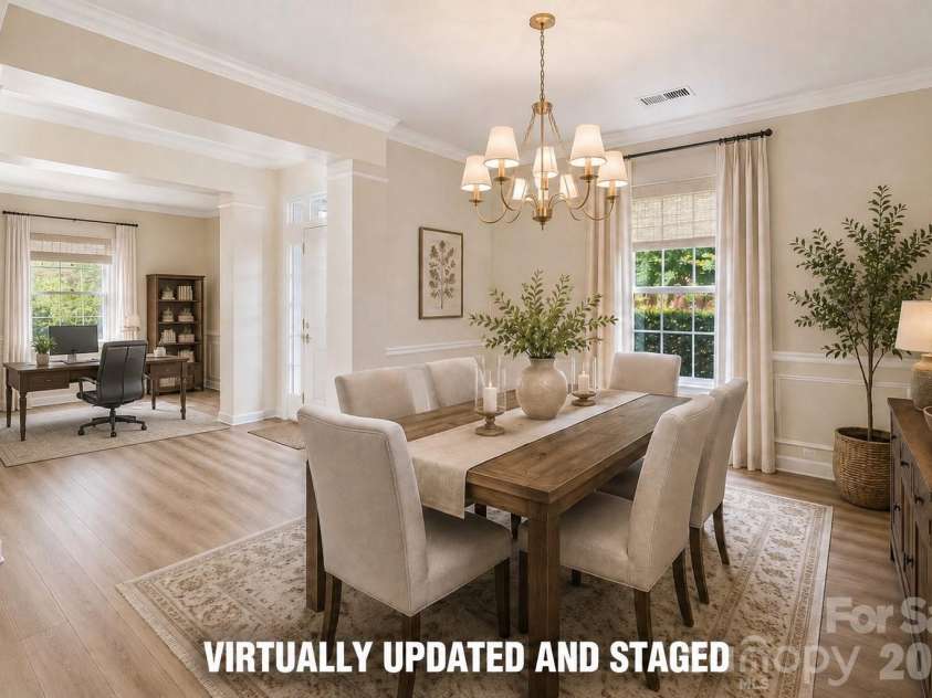 7424 Hannah Alexander Lane, Charlotte, NC 28227.  MLS# CAR4402040, YatesRealty ID 35986. Virtually Updated and Staged Dining Room w/ Home Office