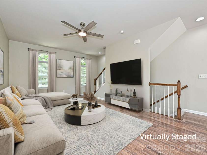19791 Playwrights Way, Cornelius, NC 28031.  MLS# CAR4388972, YatesRealty ID 36024. Great Room Virtually Staged