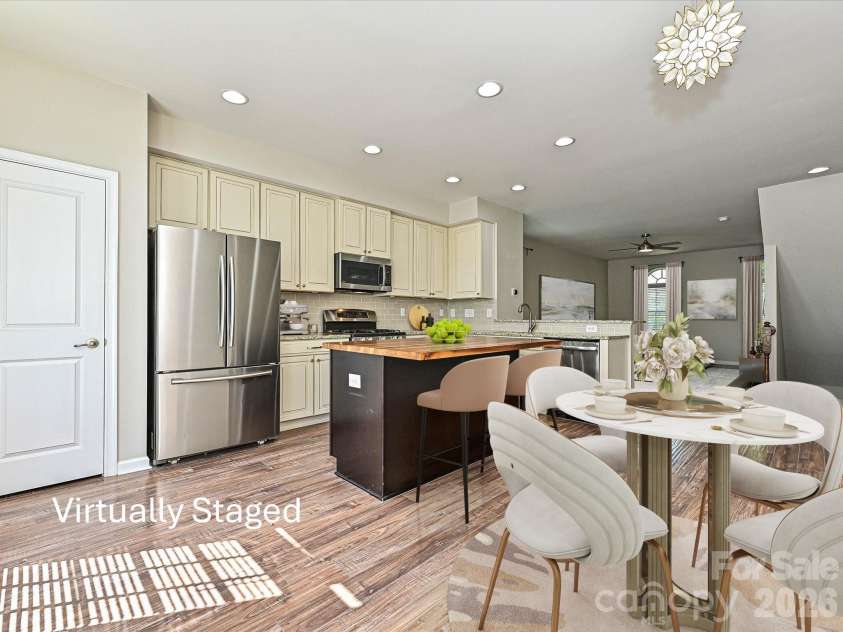19791 Playwrights Way, Cornelius, NC 28031.  MLS# CAR4388972, YatesRealty ID 36024. Kirchen and Dining Area Virtually Staged