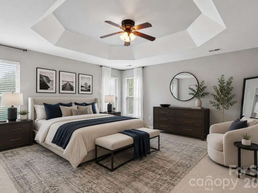1038 Pepperwood Place, Lake Wylie, SC 29710.  MLS# CAR4388372, YatesRealty ID 36044. Virtually Staged Primary Bedroom