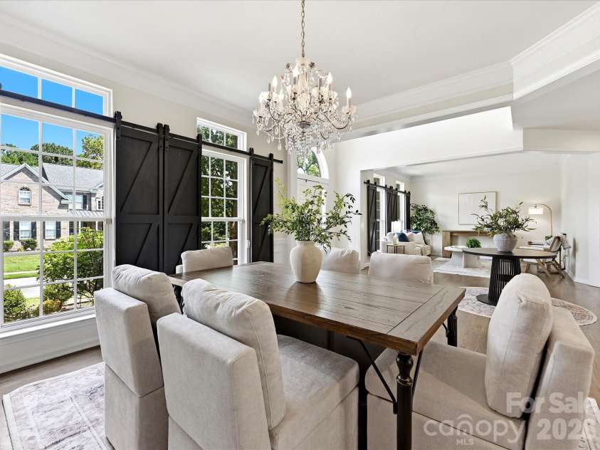 6609 Augustine Way, Charlotte, NC 28270.  MLS# CAR4398233, YatesRealty ID 36052. Dining into Front Living Room