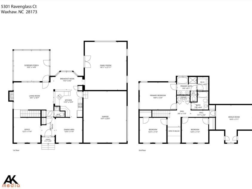 5301 Ravenglass Court, Waxhaw, NC 28173.  MLS# CAR4400032, YatesRealty ID 36114. Floorplan