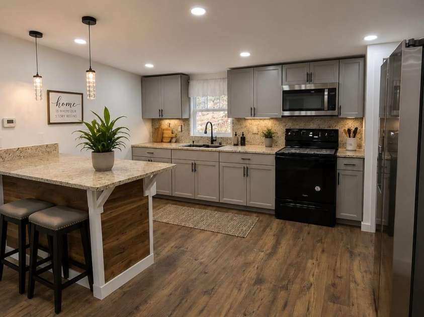 64 P J Drive, Waynesville, NC 28786.  MLS# CAR4402997, YatesRealty ID 36160. Virtually Staged Kitchen