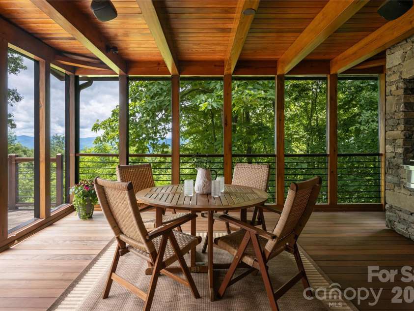 4900 Preserve Road, Sylva, NC 28779.  MLS# CAR4393548, YatesRealty ID 36172. A screened porch with outdoor kitchen sits conveniently off the main level kitchen