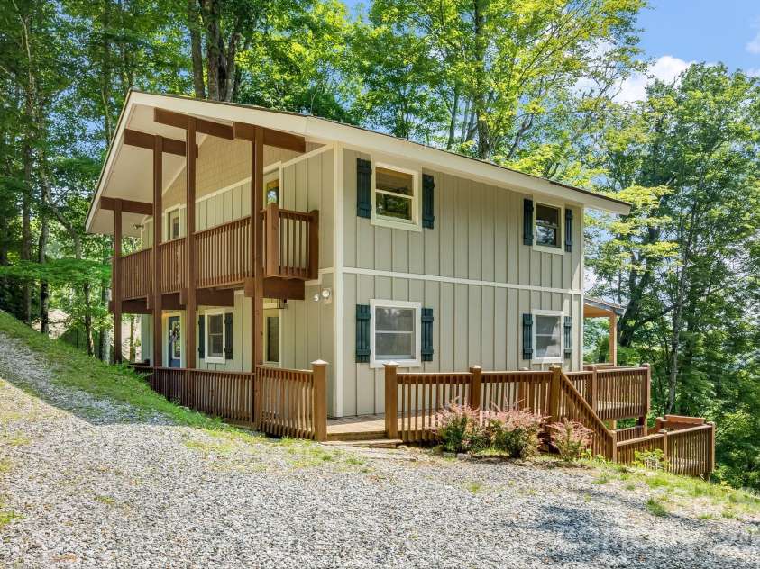 46 Trillium Lane, Mars Hill, NC 28754.  MLS# CAR4399565, YatesRealty ID 36188. Two levels of living, covered deck, and a driveway with turn around room.