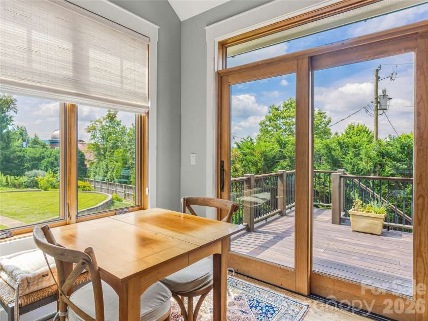 266 Stratford Road, Asheville, NC 28804.  MLS# CAR4400526, YatesRealty ID 36190. Eat-in Kitchen area with access to deck