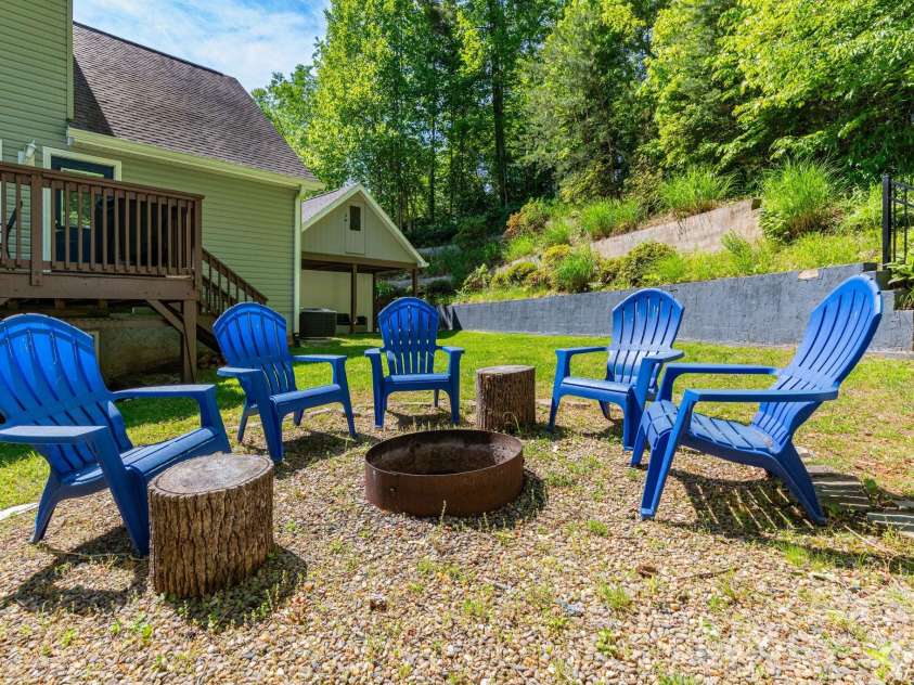 215 Butternut Lane, Leicester, NC 28748.  MLS# CAR4382382, YatesRealty ID 36205. Back Yard Firepit