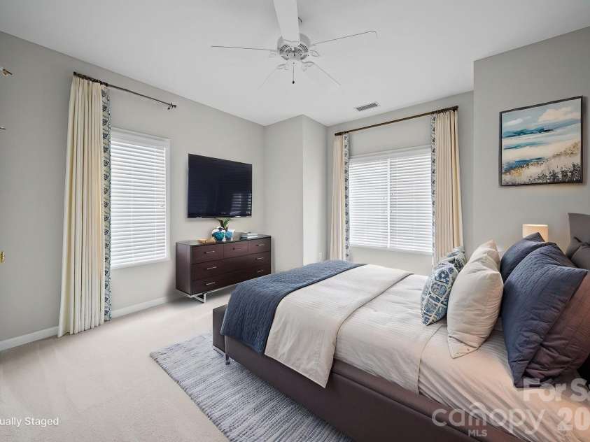 17712 Preston Lake Drive, Cornelius, NC 28031.  MLS# CAR4390824, YatesRealty ID 36211. Upstairs Bedroom #1 - Digitally Staged - Option 1