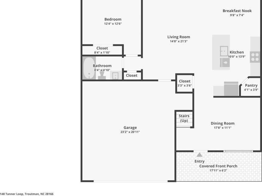 148 Tanner Loop, Troutman, NC 28166.  MLS# CAR4401637, YatesRealty ID 36232. First Floor
