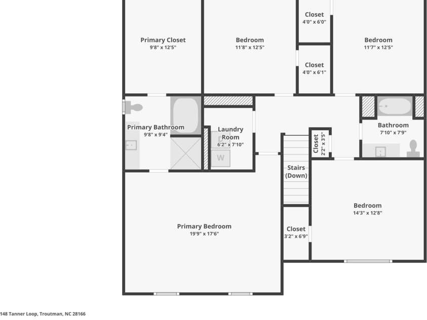 148 Tanner Loop, Troutman, NC 28166.  MLS# CAR4401637, YatesRealty ID 36232. Second floor