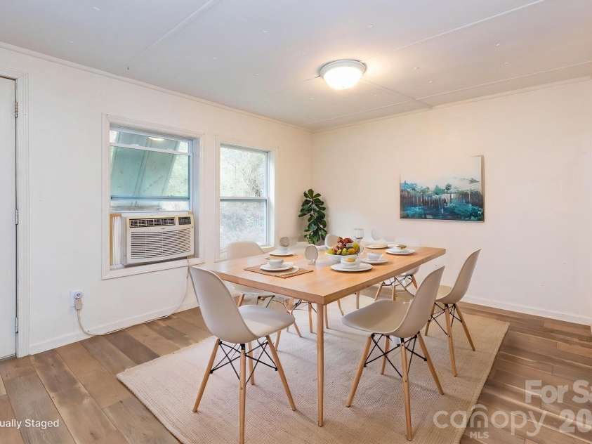 294 Ball Drive, Marshall, NC 28753.  MLS# CAR4360470, YatesRealty ID 36271. Virtual staging of dining area
