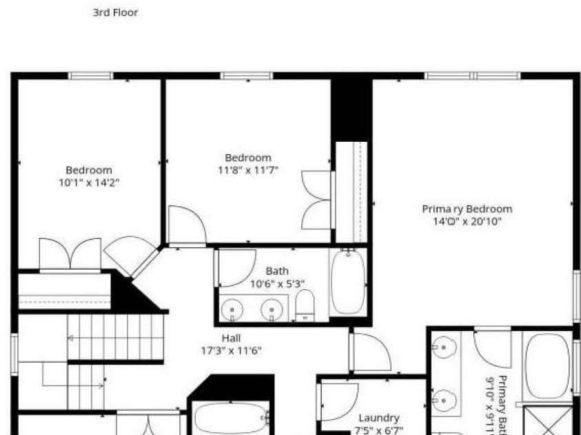 2617 Kinmere Drive, Gastonia, NC 28056.  MLS# CAR4358235, YatesRealty ID 36275. 2nd & 3rd floor dimensions