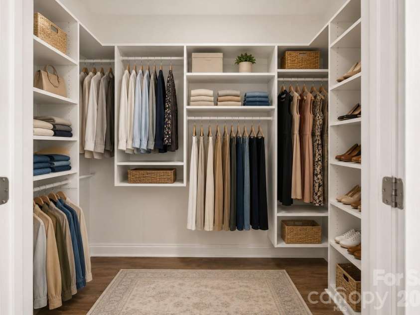 8955 Rosalyn Glen Road, Cornelius, NC 28031.  MLS# CAR4396668, YatesRealty ID 36286. Staged Custom Primary Walk-in Closet