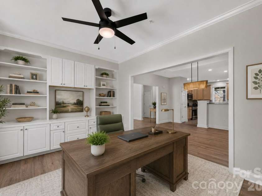 8955 Rosalyn Glen Road, Cornelius, NC 28031.  MLS# CAR4396668, YatesRealty ID 36286. Staged flex-space as a home office