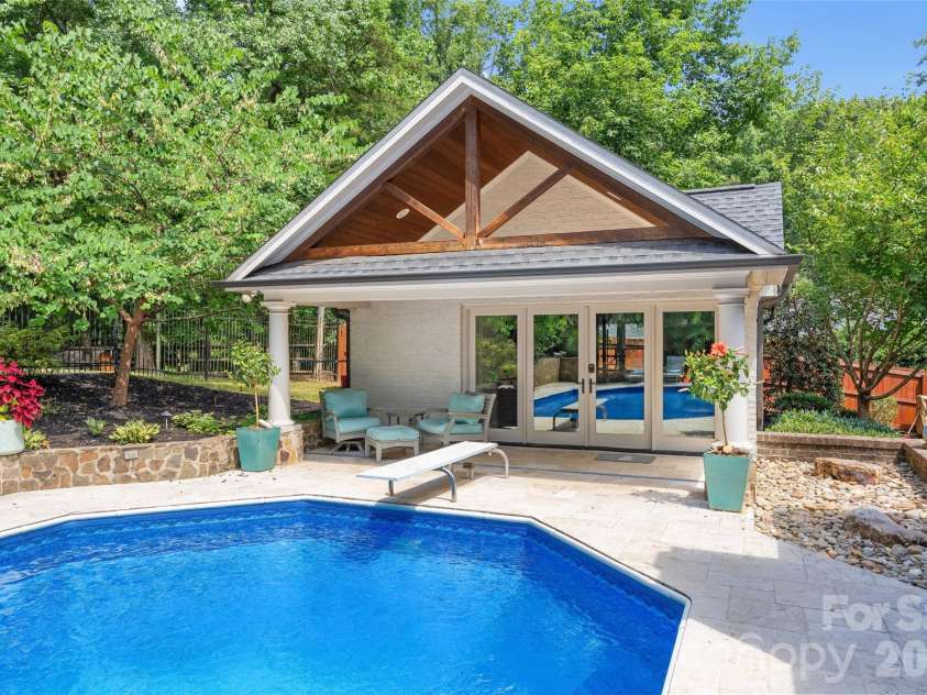 3221 Lazy Branch Road, Charlotte, NC 28270.  MLS# CAR4395496, YatesRealty ID 36290. Pool with pool house