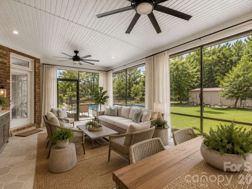 1347 Killian Road, Stanley, NC 28164.  MLS# CAR4397694, YatesRealty ID 36318. Virtually Reimagined Screened in Porch for reference