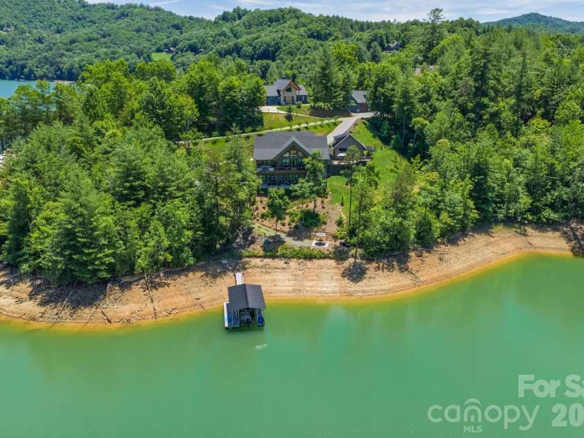 273 Alarka Point, Bryson City, NC 28713.  MLS# CAR4391193, YatesRealty ID 36534. Arial View from Lake