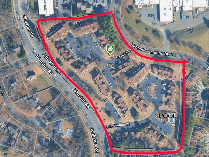 7810 Davinci Lane, Charlotte, NC 28226.  MLS# CAR4396292, YatesRealty ID 36566. Renaissance Gardens Complex