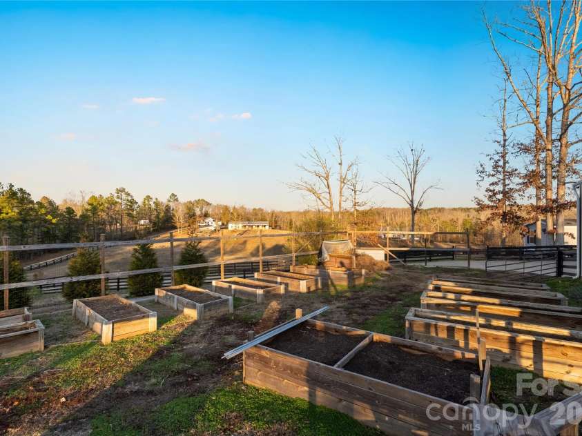 1780 Sierra Road, York, SC 29745.  MLS# CAR4335918, YatesRealty ID 3660. Raised garden beds surrounded by deer fence