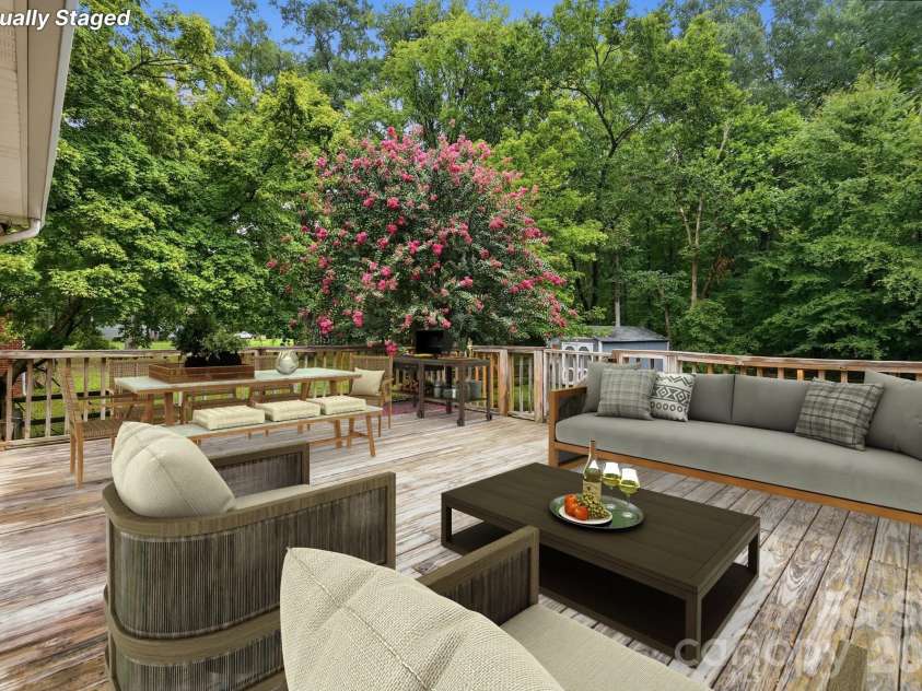 6081 Cambridge Drive, Harrisburg, NC 28075.  MLS# CAR4410918, YatesRealty ID 36625. Deck main before painting