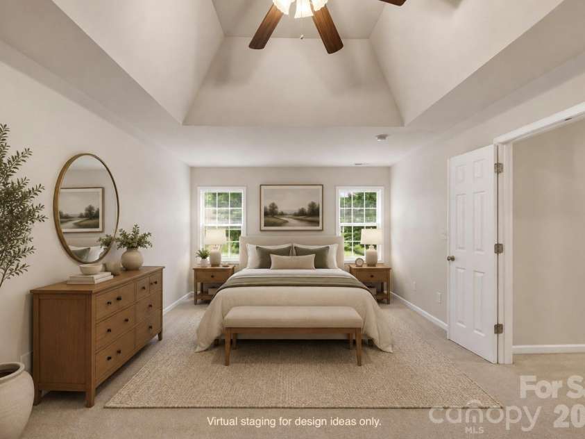 125 Morrocroft Lane, Mooresville, NC 28117.  MLS# CAR4397843, YatesRealty ID 36718. Master bedroom staged for ideas.
