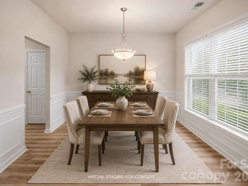 125 Morrocroft Lane, Mooresville, NC 28117.  MLS# CAR4397843, YatesRealty ID 36718. Virtually staged dining room for ideas.
