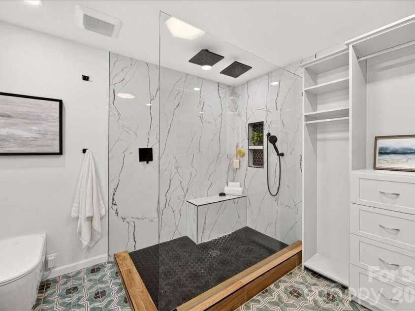 1808 Truman Road, Charlotte, NC 28205.  MLS# CAR4397533, YatesRealty ID 36754. Updated primary bath with oversized shower