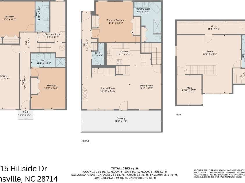 315 Hillside Drive, Burnsville, NC 28714.  MLS# CAR4241007, YatesRealty ID 3686. Measurements