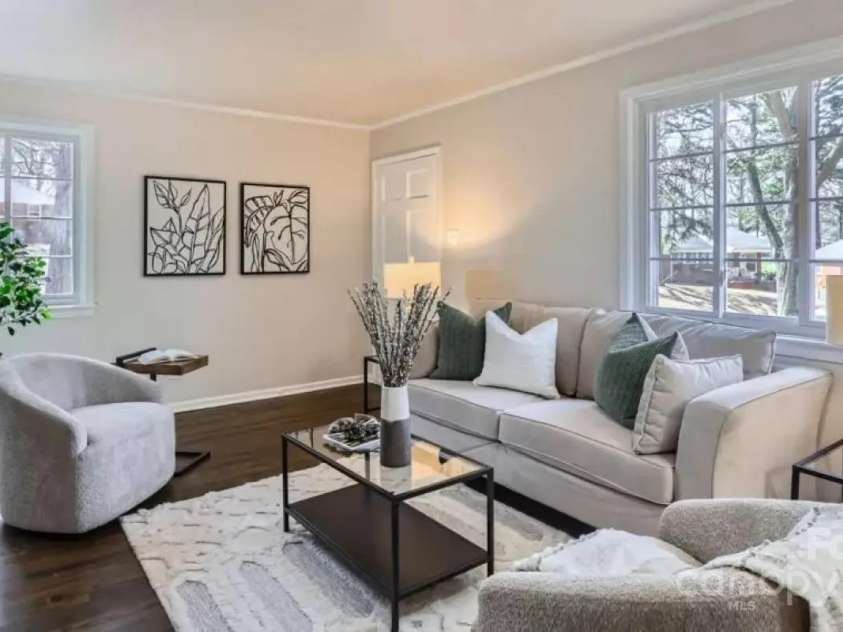 3210 Marlborough Road, Charlotte, NC 28208.  MLS# CAR4322813, YatesRealty ID 369. Living Room Staged
